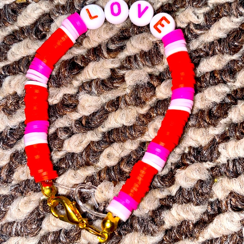 Homemade love Valentine’s Day bracelet